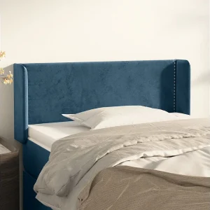 Hoofdbord | Hoofdeinde met randen 103x16x78/88 cm fluweel donkerblauw Hoofdbord | Hoofdeinde met randen 103x16x78/88 cm fluweel donkerblauw