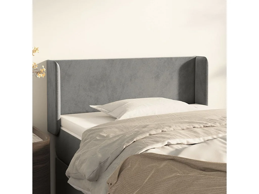 Hoofdbord | Hoofdeinde met randen 93x16x78/88 cm fluweel lichtgrijs