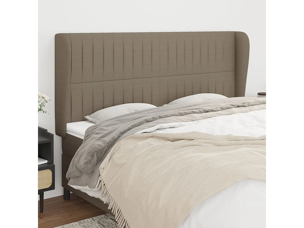 Hoofdbord | Hoofdeinde met randen 163x23x118/128 cm stof taupe