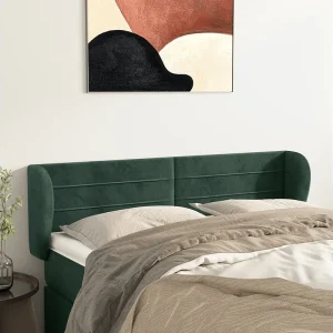 Hoofdbord | Hoofdeinde met randen 147x23x78/88 cm fluweel donkergroen Hoofdbord | Hoofdeinde met randen 147x23x78/88 cm fluweel donkergroen