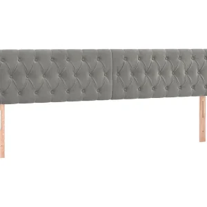 Hoofdbord | Hoofdeinde met randen 203x16x78/88 cm fluweel lichtgrijs