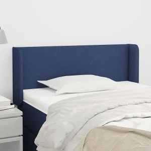 Hoofdbord | Hoofdeinde met randen 103x16x78/88 cm stof blauw Hoofdbord | Hoofdeinde met randen 103x16x78/88 cm stof blauw