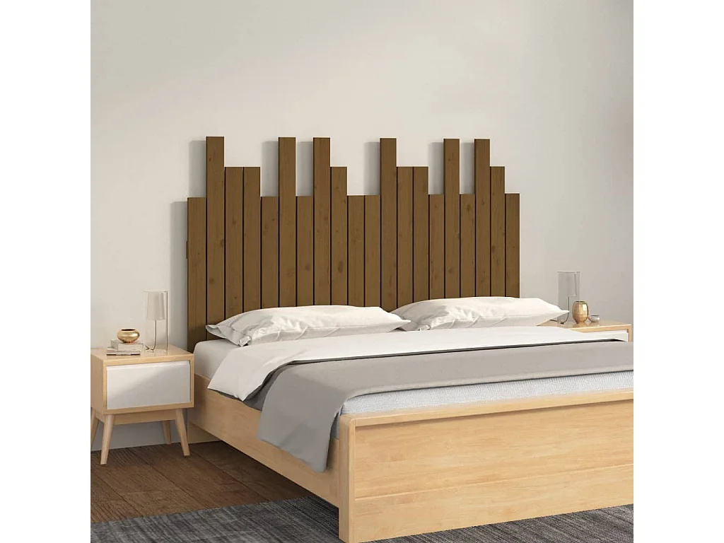 Hoofdbord | Hoofdeinde wandmontage 127,5x3x80 cm grenenhout honingbruin