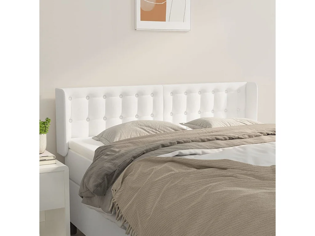 Hoofdbord | Hoofdeinde met randen 147x16x78/88 cm kunstleer wit
