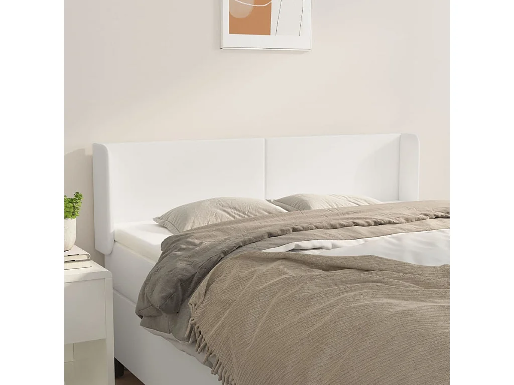 Hoofdbord | Hoofdeinde met randen 147x16x78/88 cm kunstleer wit