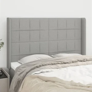 Hoofdbord | Hoofdeinde met randen 147x16x118/128 cm stof lichtgrijs