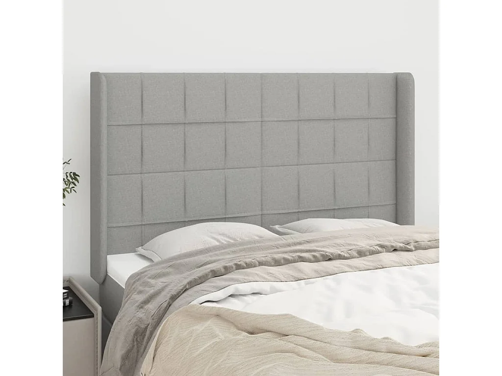 Hoofdbord | Hoofdeinde met randen 147x16x118/128 cm stof lichtgrijs