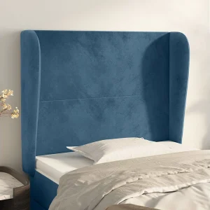 Hoofdbord | Hoofdeinde met randen 103x23x118/128 cm fluweel donkerblauw