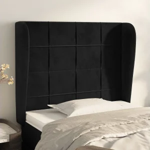 Hoofdbord | Hoofdeinde met randen 103x23x118/128 cm fluweel zwart Hoofdbord | Hoofdeinde met randen 103x23x118/128 cm fluweel zwart
