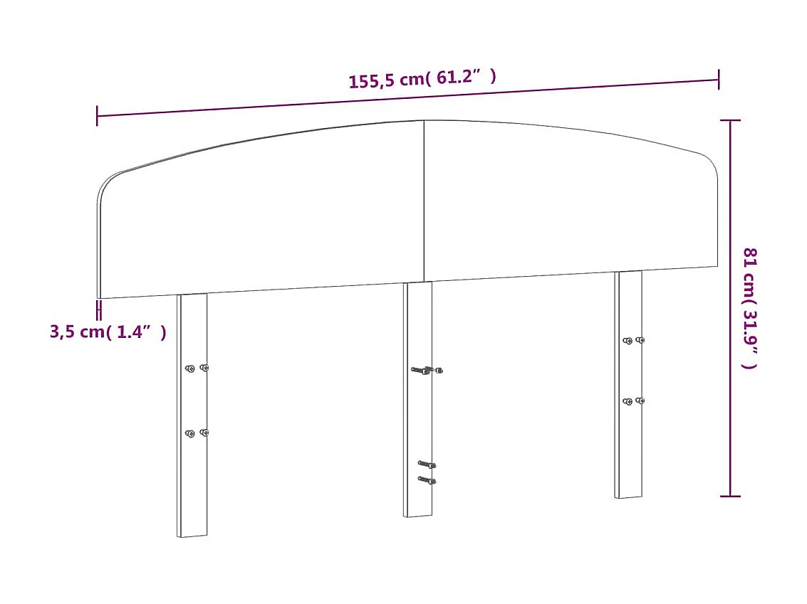Hoofdbord | Hoofdeinde 150 cm massief grenenhout wasbruin