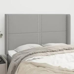 Hoofdbord | Hoofdeinde met randen 147x16x118/128 cm stof lichtgrijs