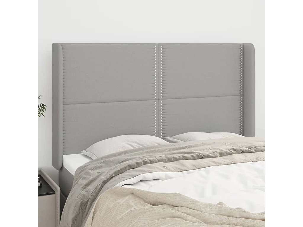 Hoofdbord | Hoofdeinde met randen 147x16x118/128 cm stof lichtgrijs