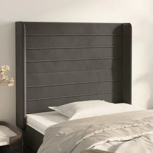 Hoofdbord | Hoofdeinde met randen 103x16x118/128 cm fluweel donkergrijs Hoofdbord | Hoofdeinde met randen 103x16x118/128 cm fluweel donkergrijs