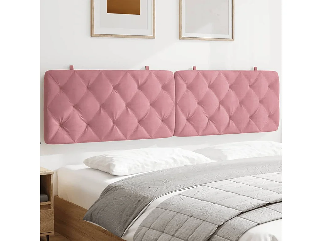 Hoofdbord | Hoofdbordkussen 200 cm fluweel roze