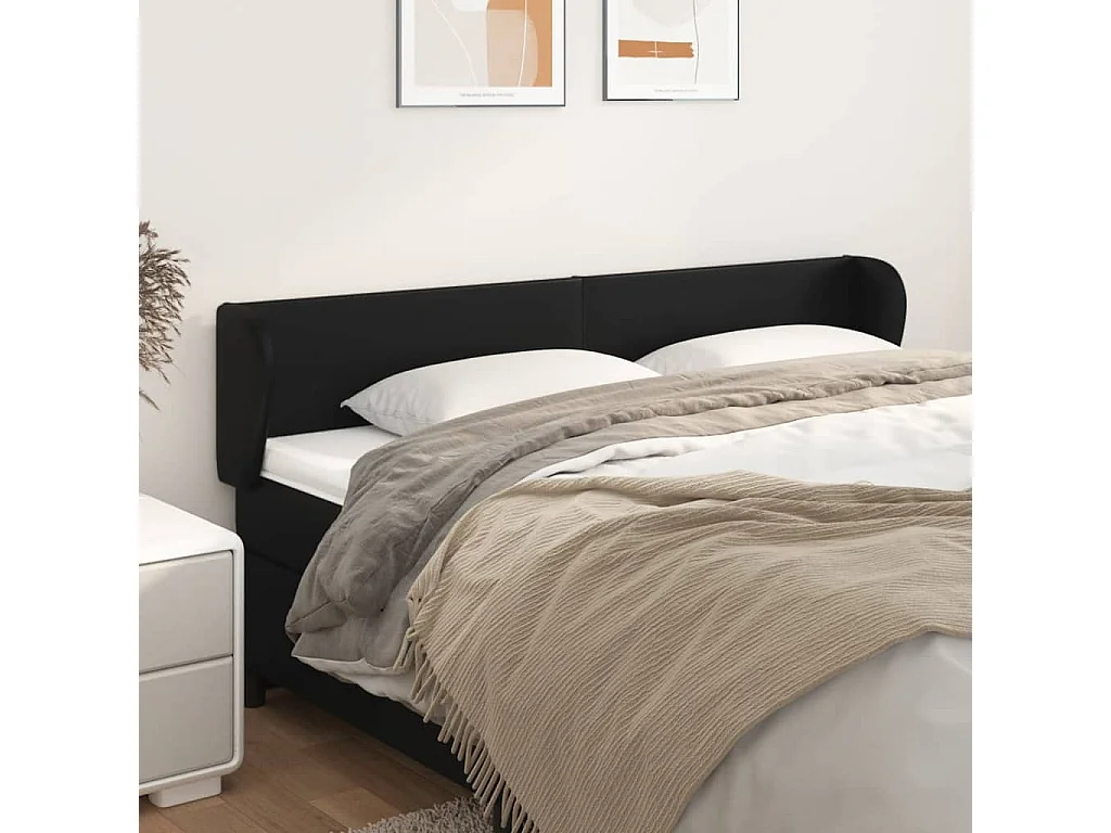 Hoofdbord | Hoofdeinde met randen 163x23x78/88 cm kunstleer zwart