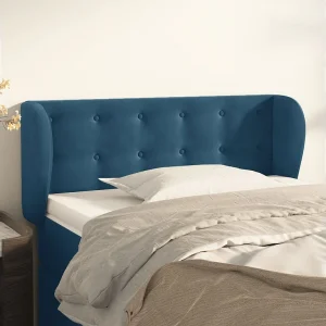 Hoofdbord | Hoofdeinde met randen 103x23x78/88 cm fluweel donkerblauw Hoofdbord | Hoofdeinde met randen 103x23x78/88 cm fluweel donkerblauw