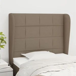Hoofdbord | Hoofdeinde met randen 103x23x118/128 cm stof taupe Hoofdbord | Hoofdeinde met randen 103x23x118/128 cm stof taupe