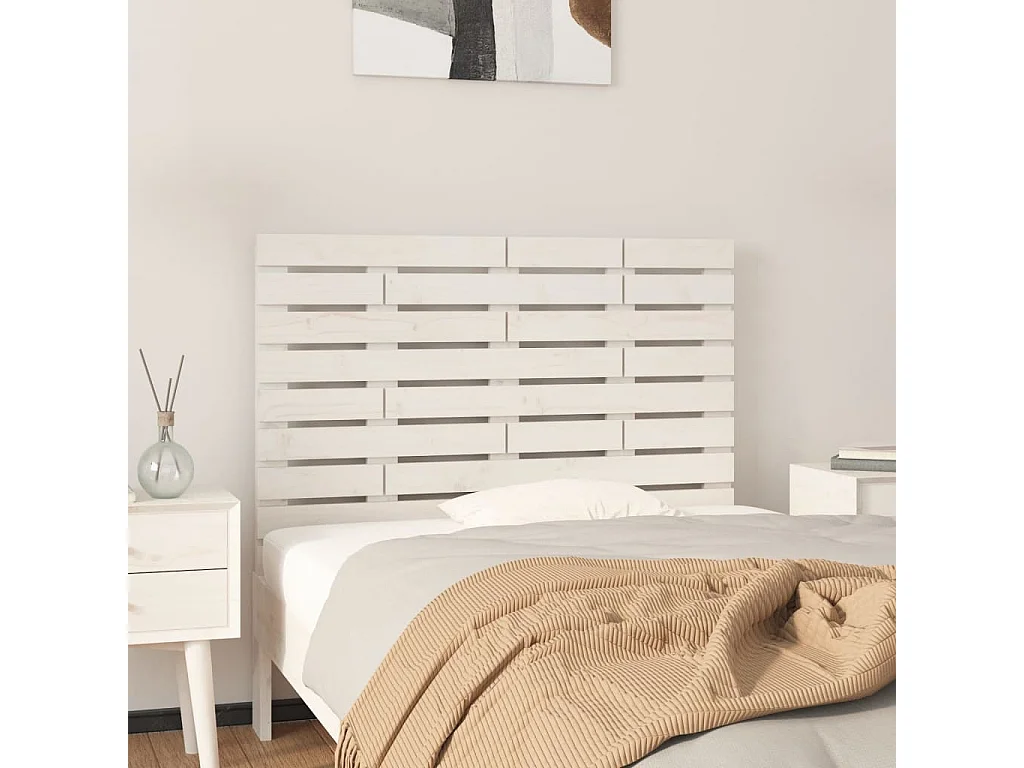 Hoofdbord | Hoofdeinde wandmontage 96x3x63 cm massief grenenhout wit