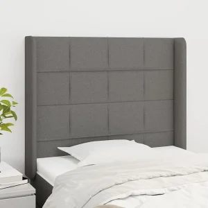Hoofdbord | Hoofdeinde met randen 103x16x118/128 cm stof donkergrijs