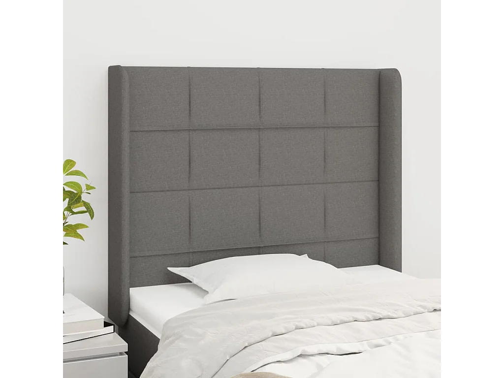 Hoofdbord | Hoofdeinde met randen 103x16x118/128 cm stof donkergrijs