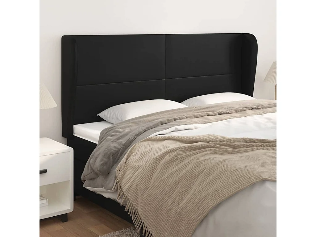 Hoofdbord | Hoofdeinde met randen 163x23x118/128 cm kunstleer zwart