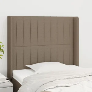 Hoofdbord | Hoofdeinde met randen 103x16x118/128 cm stof taupe Hoofdbord | Hoofdeinde met randen 103x16x118/128 cm stof taupe