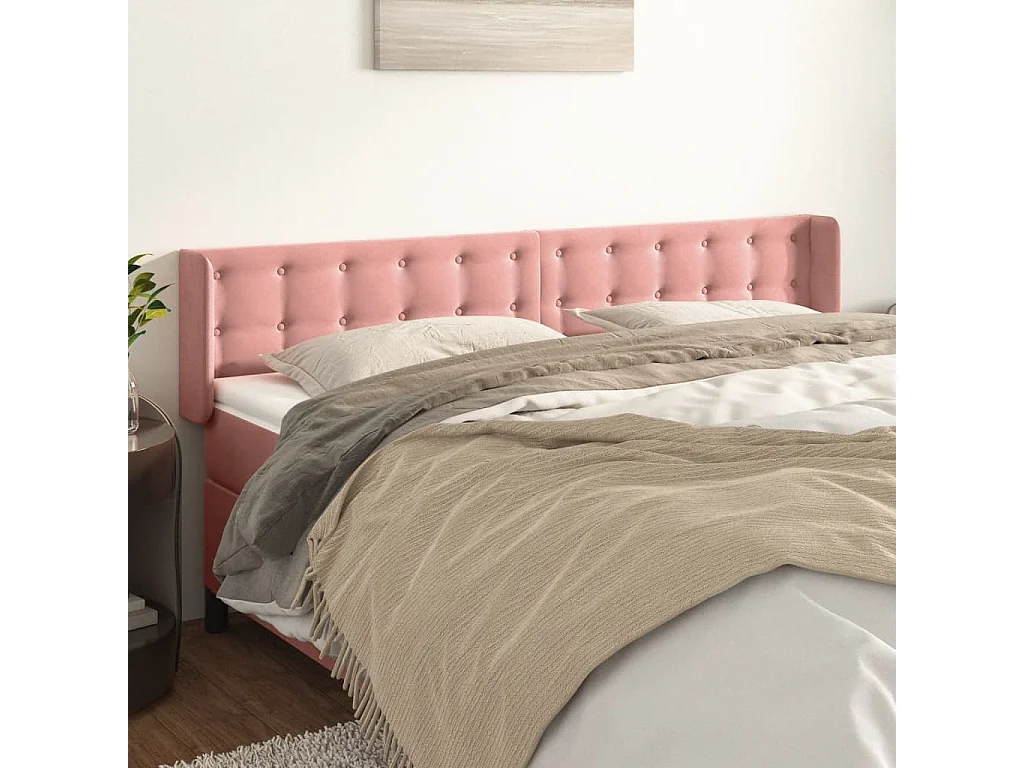 Hoofdbord | Hoofdeinde met randen 183x16x78/88 cm fluweel roze