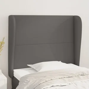 Hoofdbord | Hoofdeinde met randen 103x23x118/128 cm kunstleer grijs Hoofdbord | Hoofdeinde met randen 103x23x118/128 cm kunstleer grijs