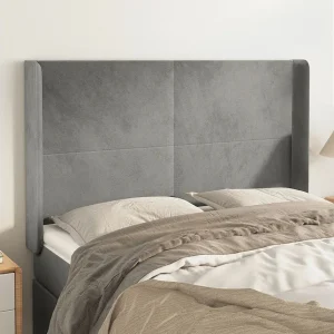 Hoofdbord | Hoofdeinde met randen 147x16x118/128 cm fluweel lichtgrijs Hoofdbord | Hoofdeinde met randen 147x16x118/128 cm fluweel lichtgrijs