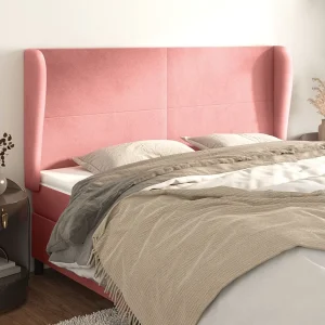Hoofdbord | Hoofdeinde met randen 163x23x118/128 cm fluweel roze
