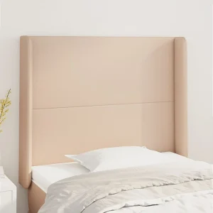 Hoofdbord | Hoofdeinde met randen 103x16x118/128cm kunstleer cappuccinokleur Hoofdbord | Hoofdeinde met randen 103x16x118/128cm kunstleer cappuccinokleur