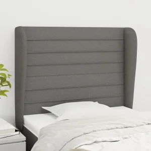 Hoofdbord | Hoofdeinde met randen 103x23x118/128 cm stof donkergrijs