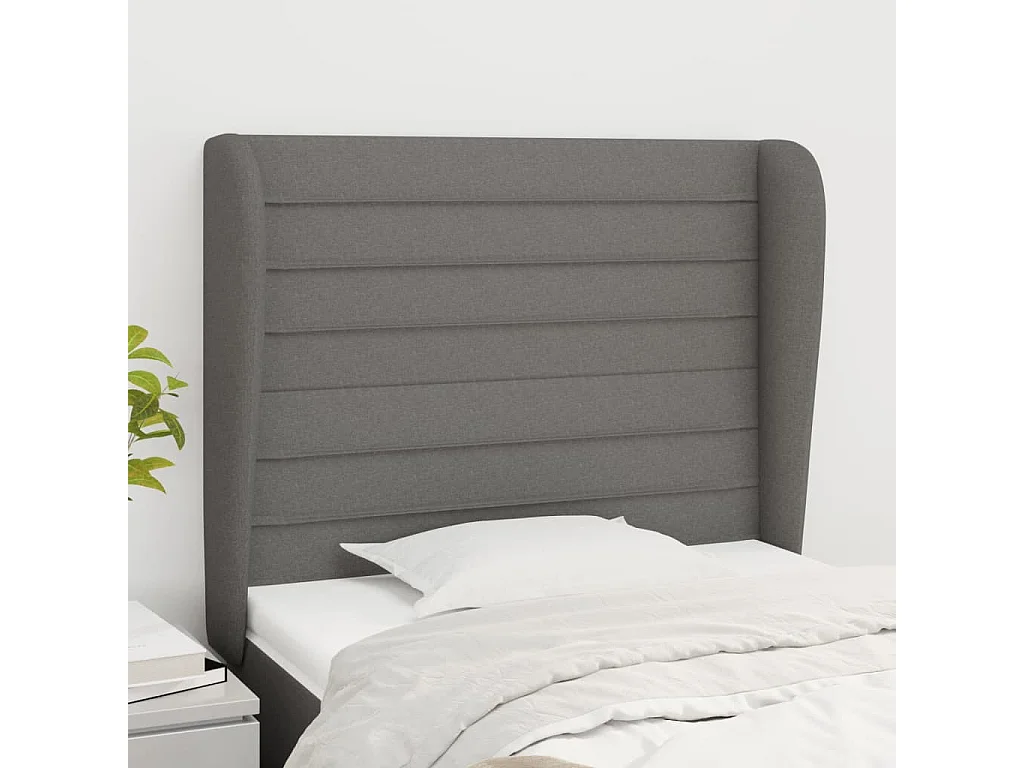 Hoofdbord | Hoofdeinde met randen 103x23x118/128 cm stof donkergrijs