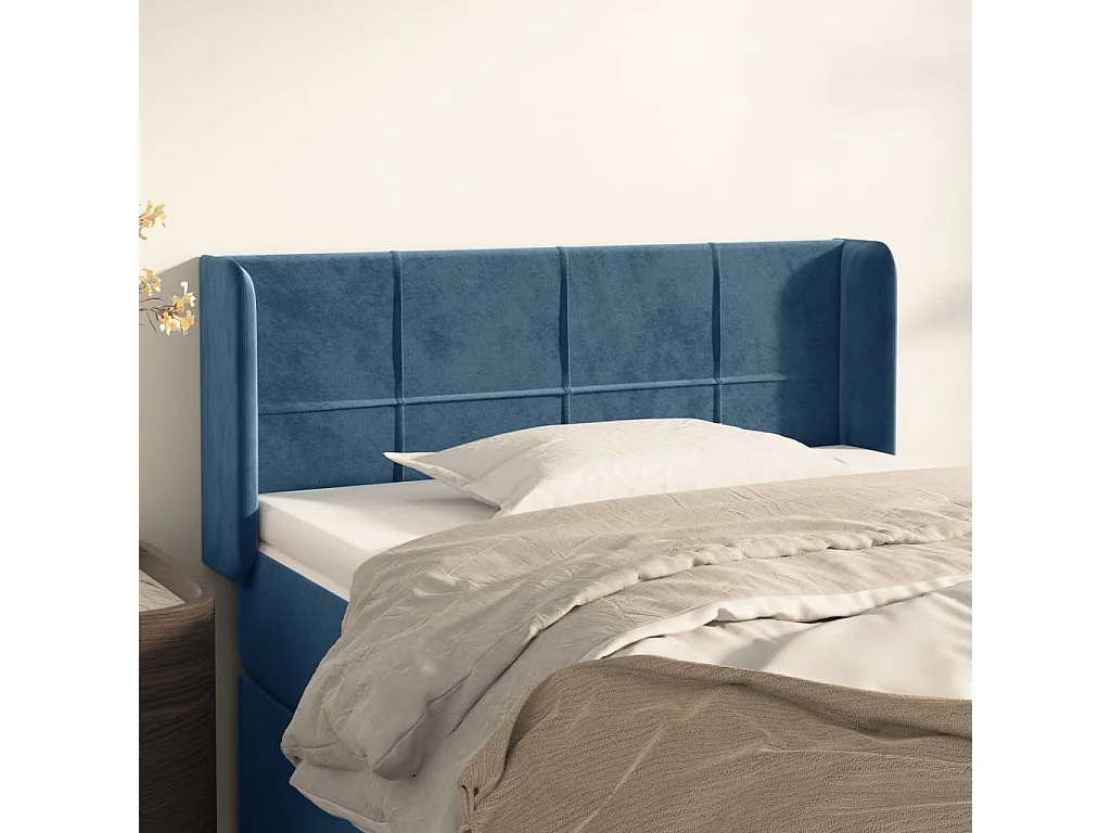 Hoofdbord | Hoofdeinde met randen 103x16x78/88 cm fluweel donkerblauw
