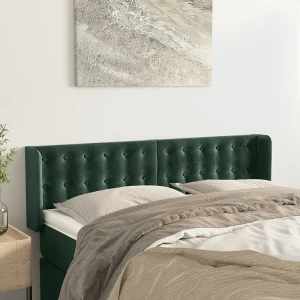 Hoofdbord | Hoofdeinde met randen 147x16x78/88 cm fluweel donkergroen Hoofdbord | Hoofdeinde met randen 147x16x78/88 cm fluweel donkergroen