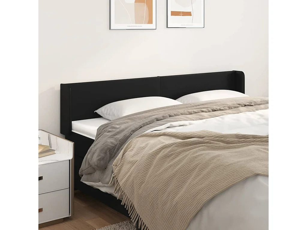 Hoofdbord | Hoofdeinde met randen 163x16x78/88 cm kunstleer zwart