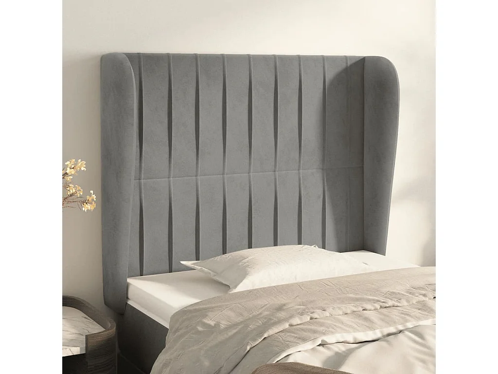 Hoofdbord | Hoofdeinde met randen 93x23x118/128 cm fluweel lichtgrijs
