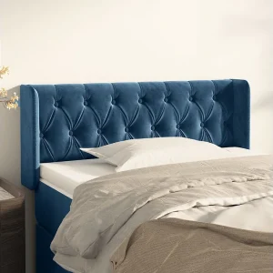 Hoofdbord | Hoofdeinde met randen 103x16x78/88 cm fluweel donkerblauw Hoofdbord | Hoofdeinde met randen 103x16x78/88 cm fluweel donkerblauw