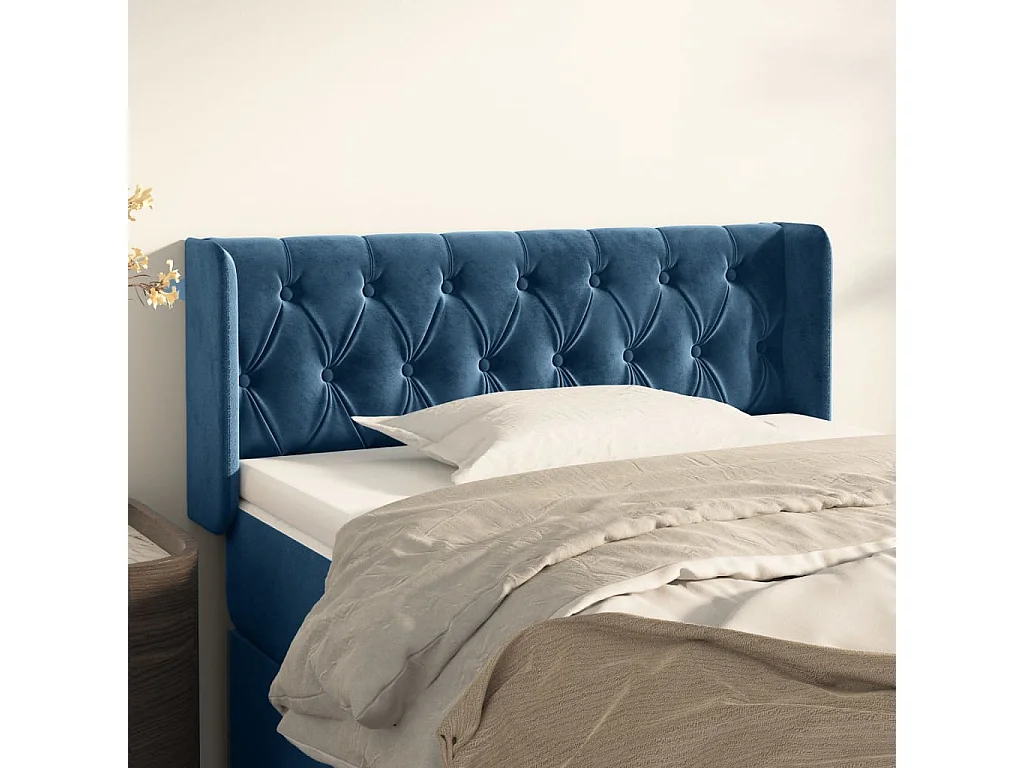 Hoofdbord | Hoofdeinde met randen 103x16x78/88 cm fluweel donkerblauw