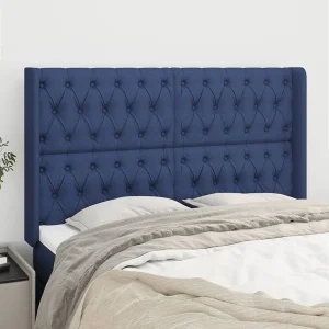 Hoofdbord | Hoofdeinde met randen 163x16x118/128 cm stof blauw