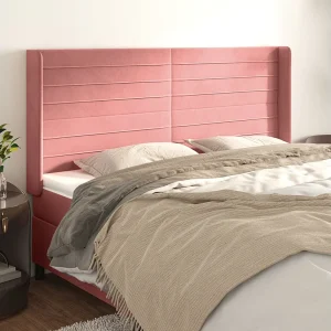 Hoofdbord | Hoofdeinde met randen 163x16x118/128 cm fluweel roze