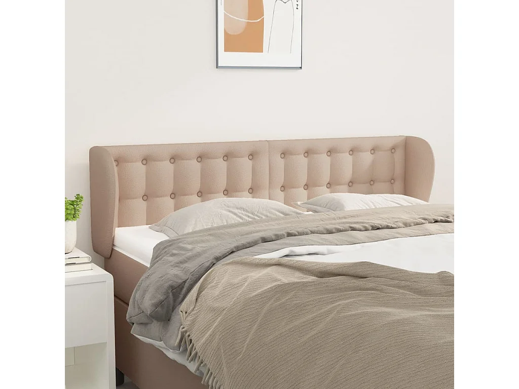 Hoofdbord | Hoofdeinde met randen 147x23x78/88 cm kunstleer cappuccinokleur