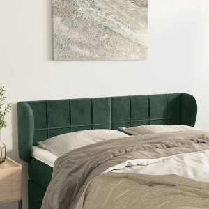 Hoofdbord | Hoofdeinde met randen 147x23x78/88 cm fluweel donkergroen Hoofdbord | Hoofdeinde met randen 147x23x78/88 cm fluweel donkergroen