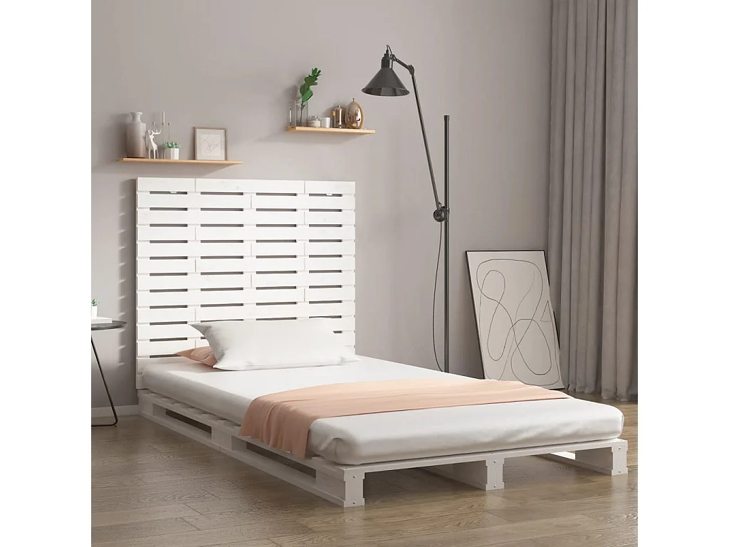 Hoofdbord | Hoofdeinde wandmontage 126x3x91,5 cm massief grenenhout wit