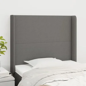 Hoofdbord | Hoofdeinde met randen 103x16x118/128 cm stof donkergrijs