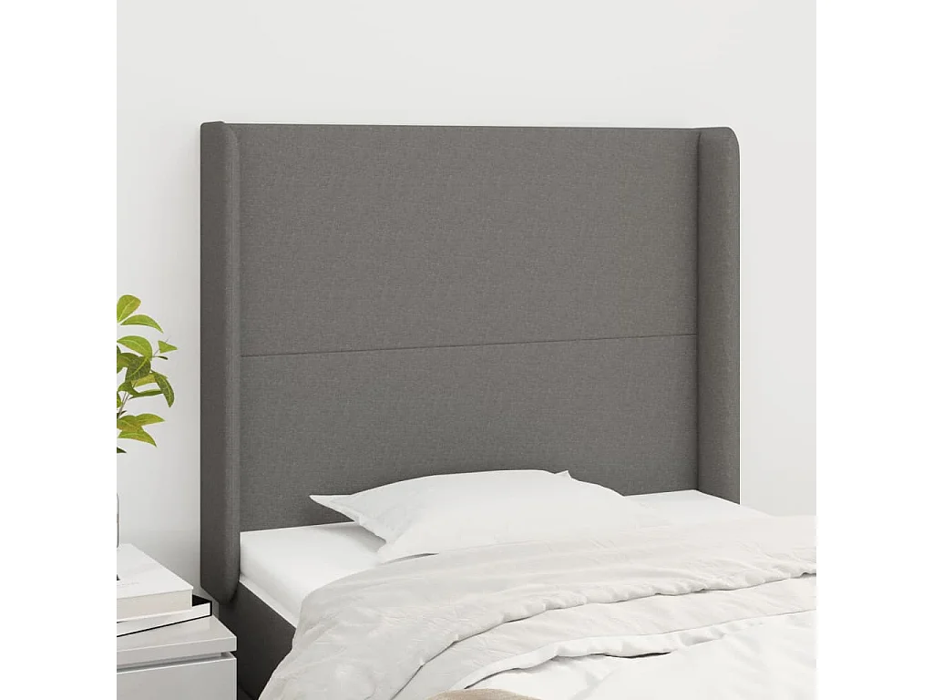 Hoofdbord | Hoofdeinde met randen 103x16x118/128 cm stof donkergrijs