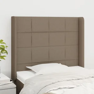 Hoofdbord | Hoofdeinde met randen 103x16x118/128 cm stof taupe Hoofdbord | Hoofdeinde met randen 103x16x118/128 cm stof taupe
