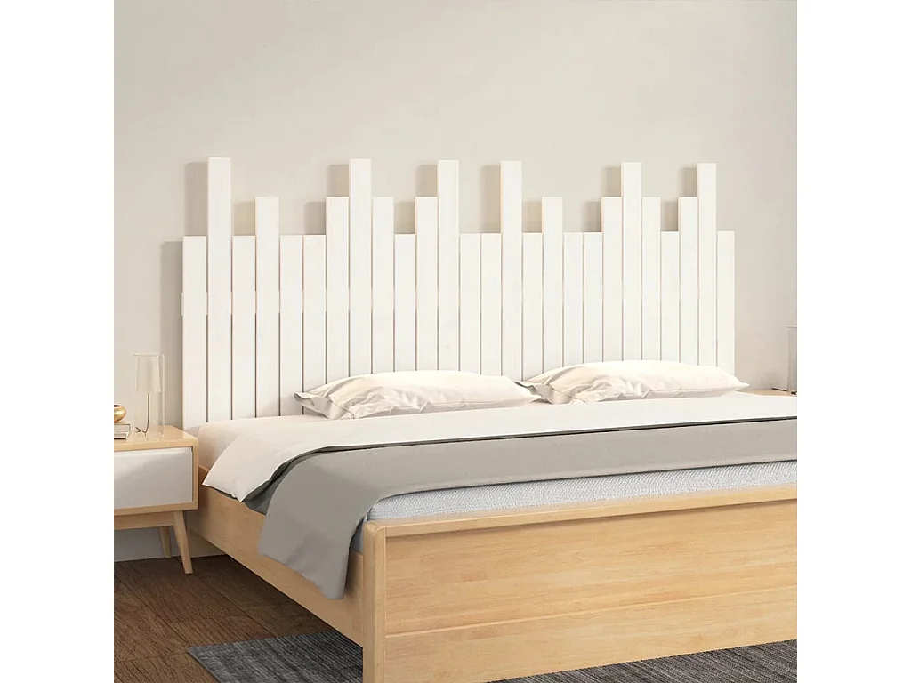 Hoofdbord | Hoofdeinde wandmontage 166x3x80 cm massief grenenhout wit