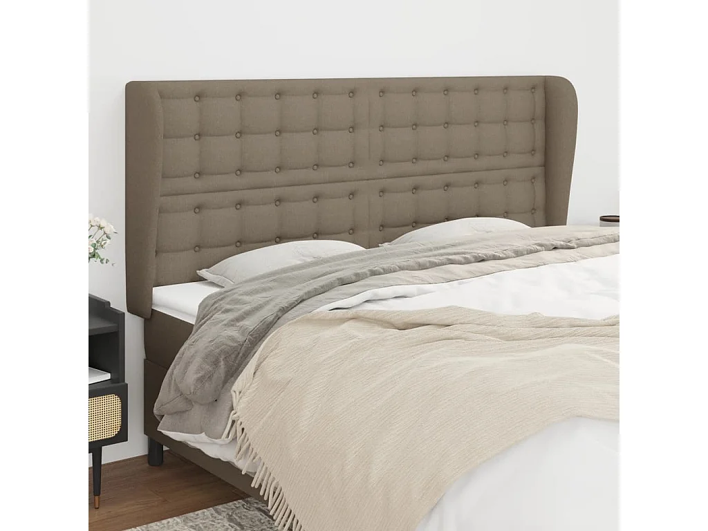 Hoofdbord | Hoofdeinde met randen 163x23x118/128 cm stof taupe