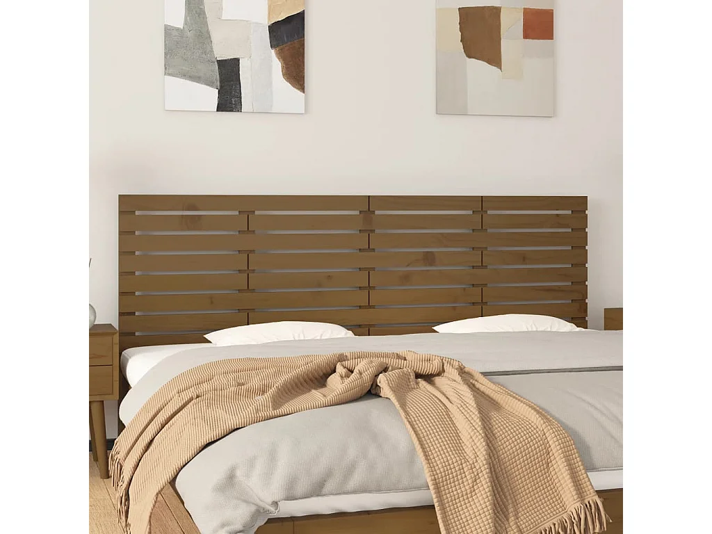 Hoofdbord | Hoofdeinde wandmontage 206x3x63 cm grenenhout honingbruin